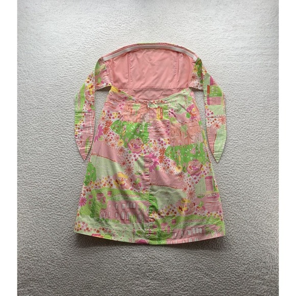 Lilly Pulitzer Strapless Dress Sz‎ 2 Back Tie Negresco Spring 05 French Riviera - Picture 5 of 16